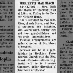 Obituary for EFFIE MAE IBACH
