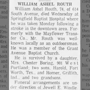 William Ashel Rouths obituary