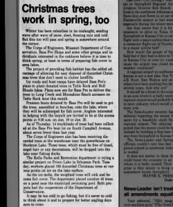 1991 January 12-Springfield News Leader-Pontoon boats donated by BPS: Christmas trees work in spring