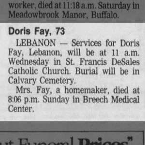 Obituary for Doris Fay