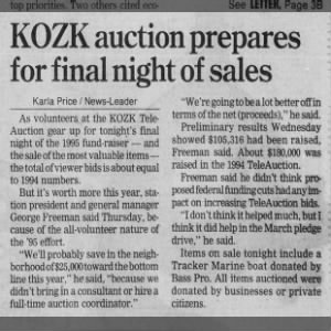 1995 April 28-Springfield News Leader-BPS Donation, KOZK auction prepares for final night of sales