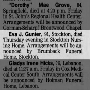 Obituary for Eva J. Gunier