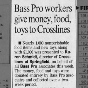1993 December 24-Springfield News Leader-Bass Pro workers give money, food toys to Crosslines