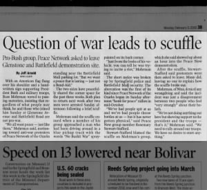 2003-02-03 Question of war leads to scuffle