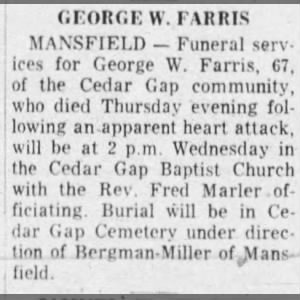 Obituary for GEORGE W. FARRIS