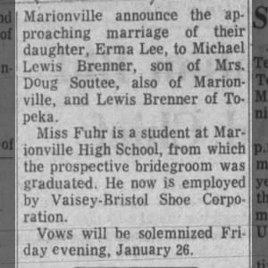 Michael Brenner and Erma Fuhr wedding announcement