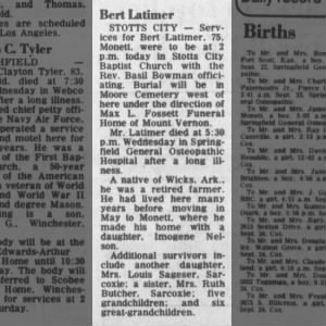 Obituary for Bert Latimer