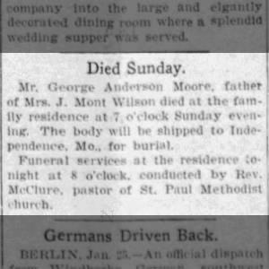 Obituary for George Anderson Moore