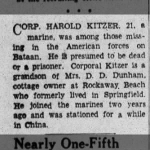 Corp. Harold Keitzer was among those missing